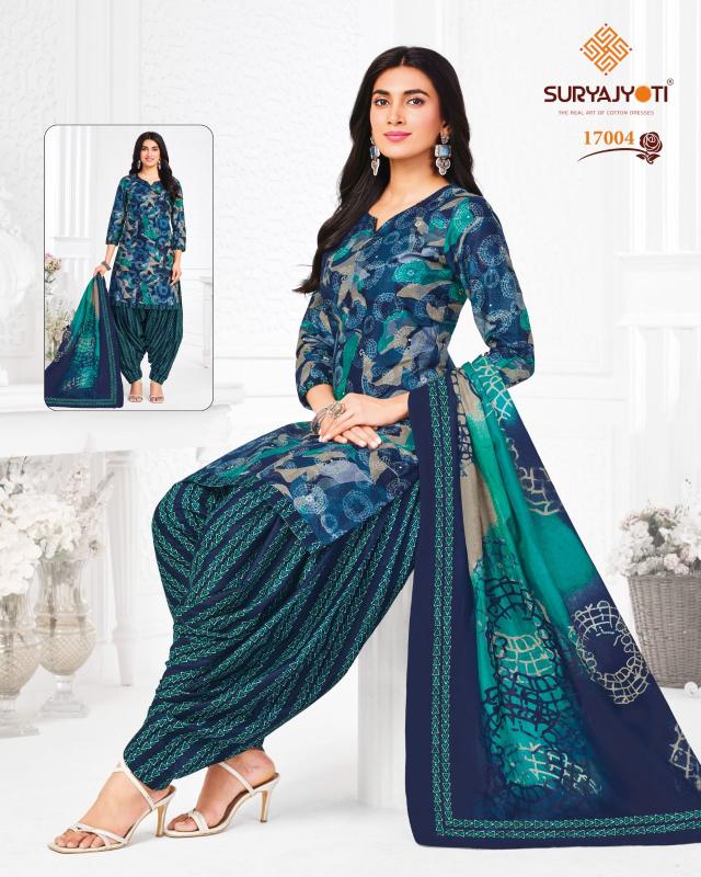 Suryajyoti trendy patiyala vol-17 dress wholesale material